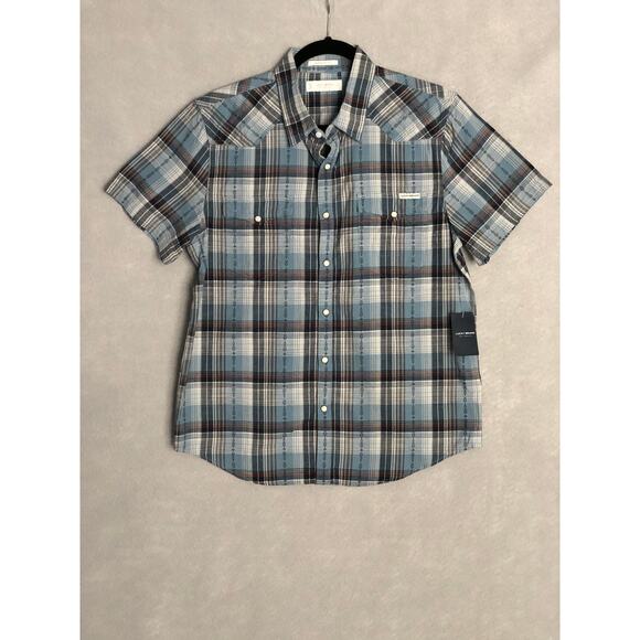 Lucky Brand Men's Small Snap Button Short Sleeve Western Work Shirt NEW - Picture 1 of 9
